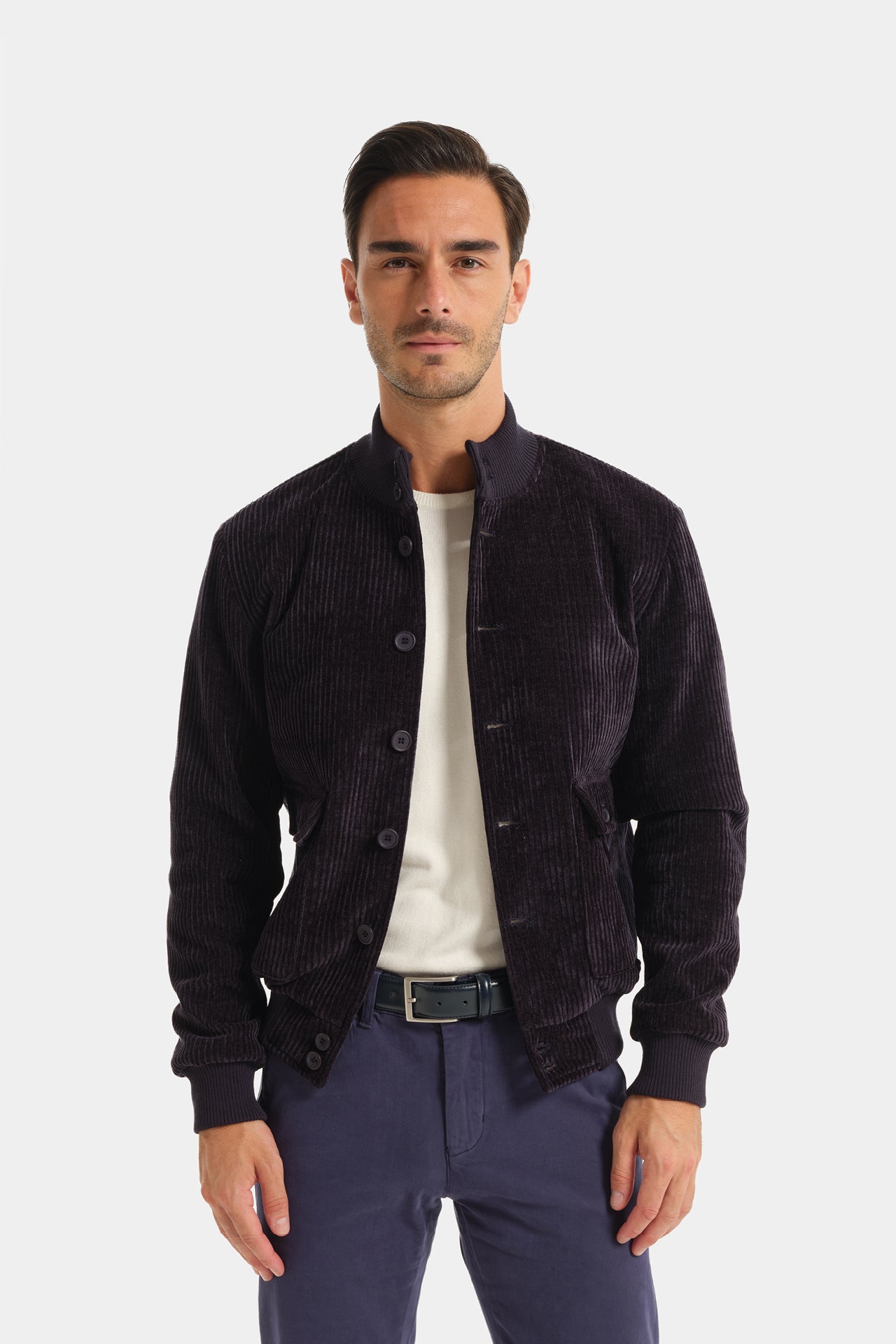 Navy Velvet Bomber