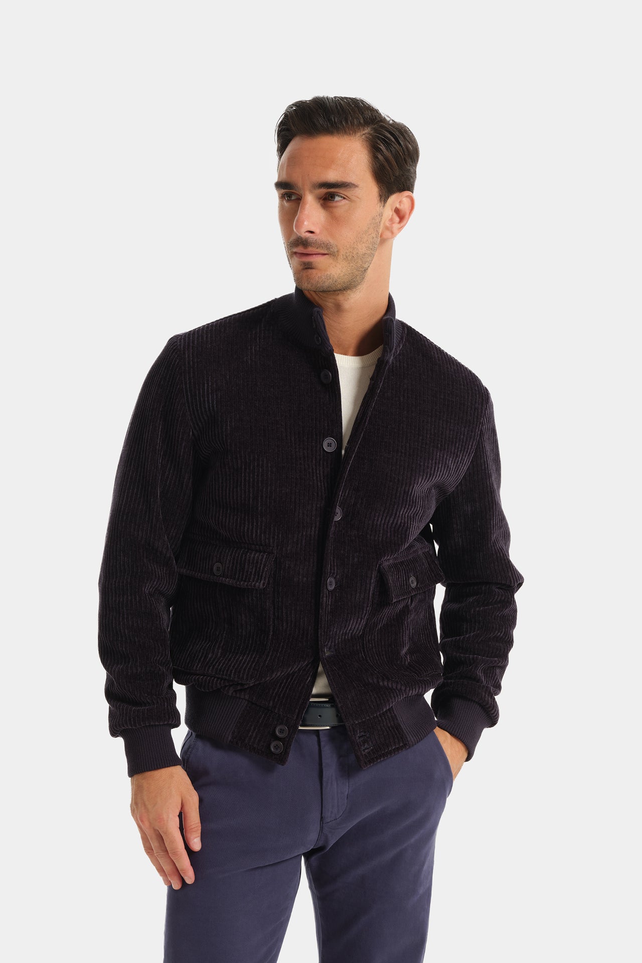 Navy Velvet Bomber