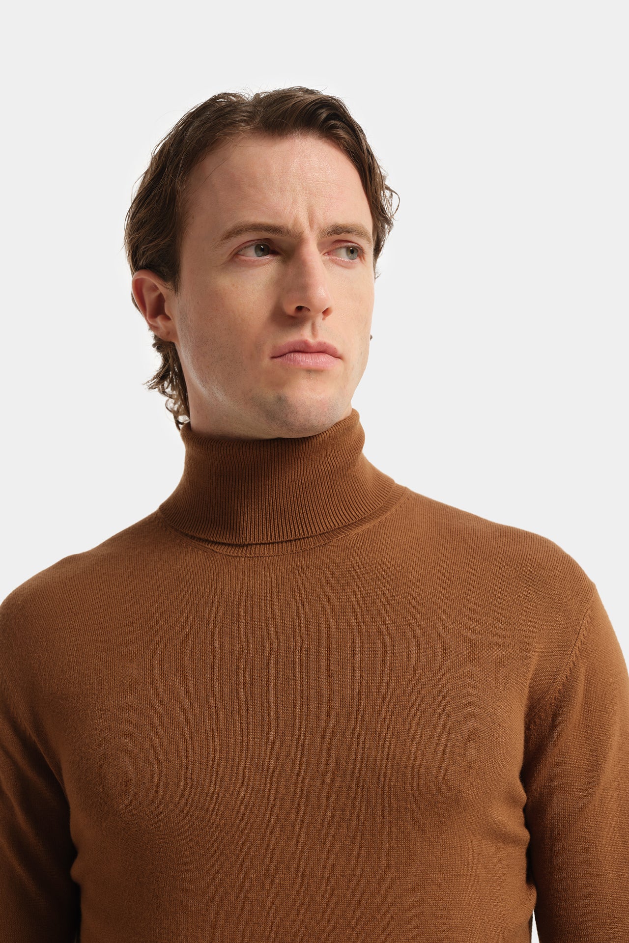 High Neck Leather Sweater Fineness 12