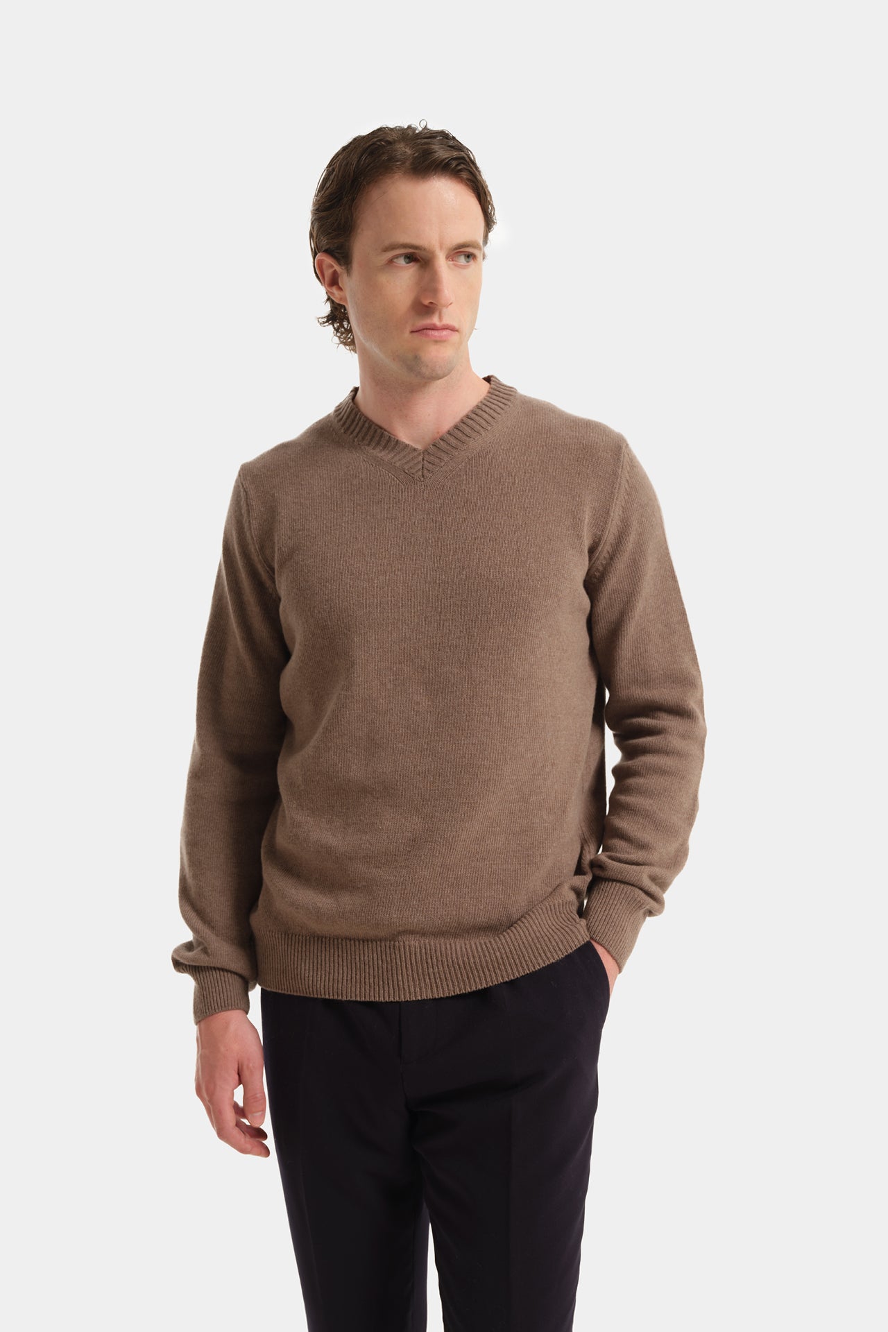 V-Neck Sweater Beaver Fineness 7