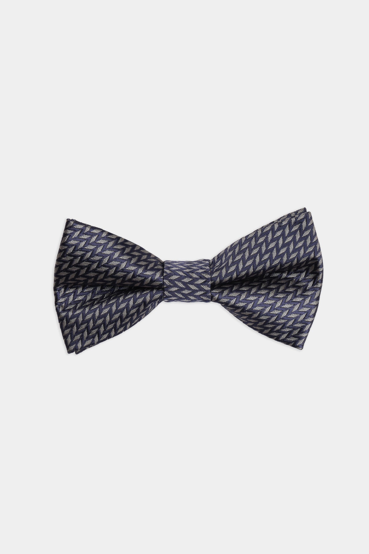 Blue Herringbone Micropattern Bow Tie