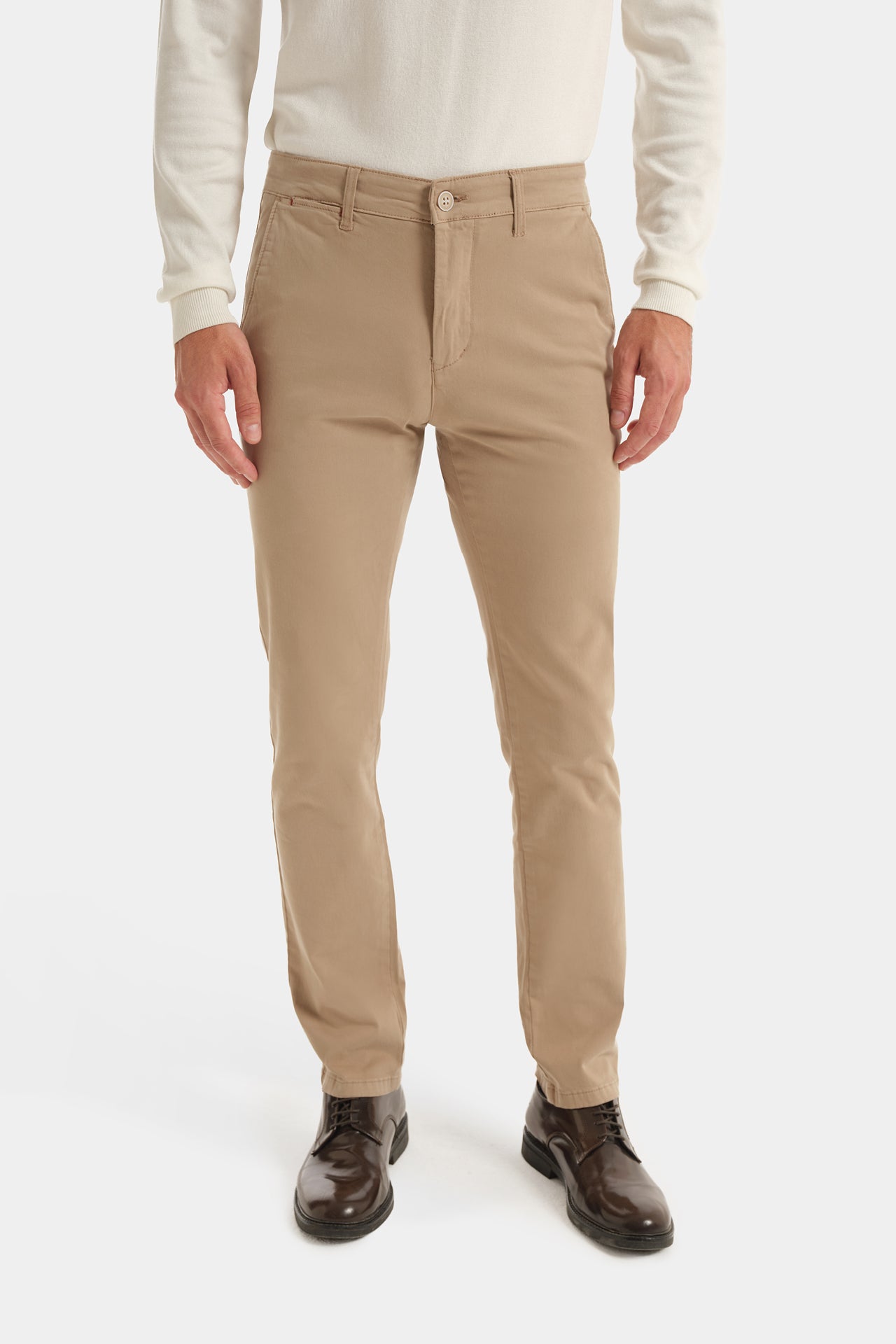 Pantalone Chino Aderente Beige