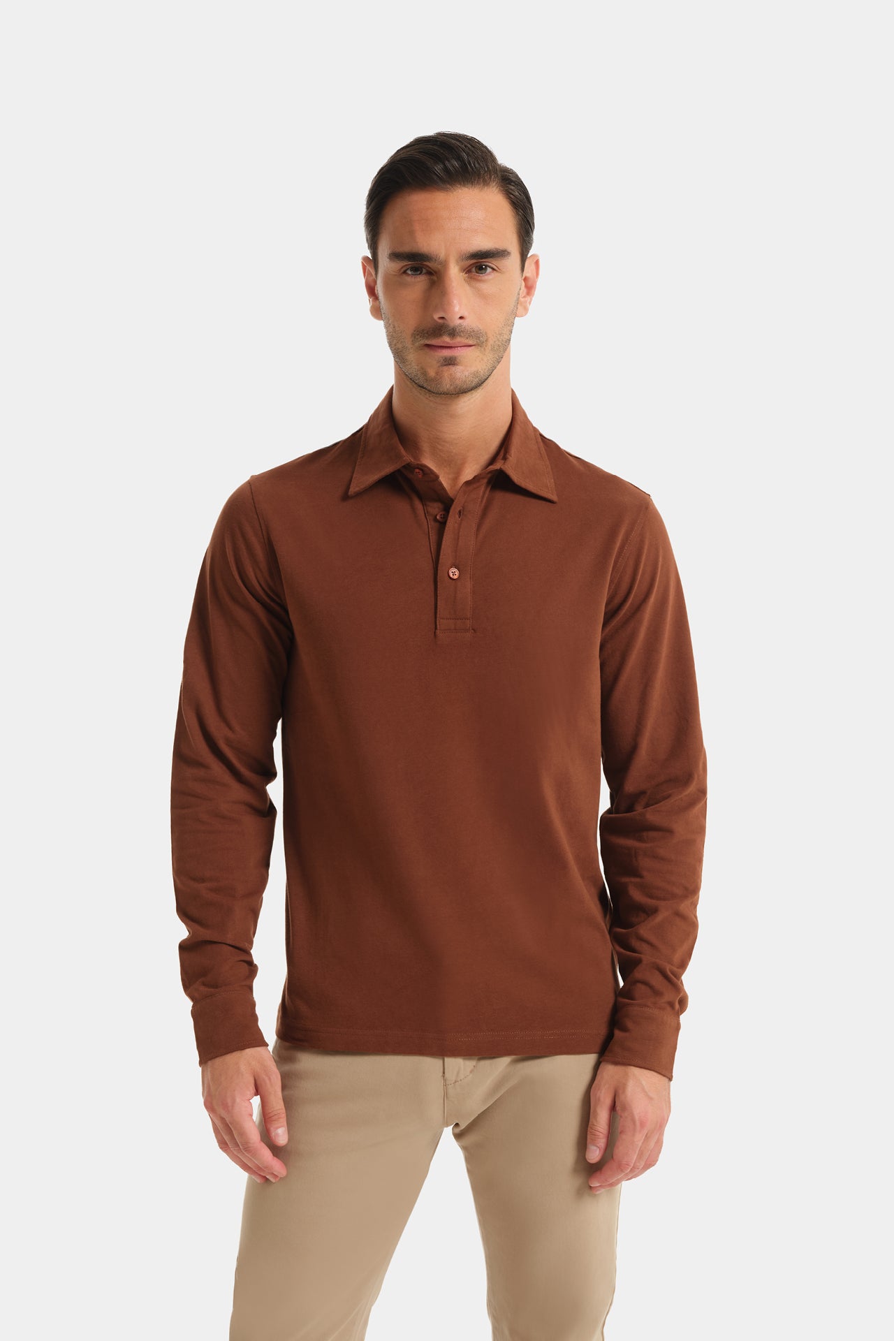 Polo Jersey Long Sleeve Walnut