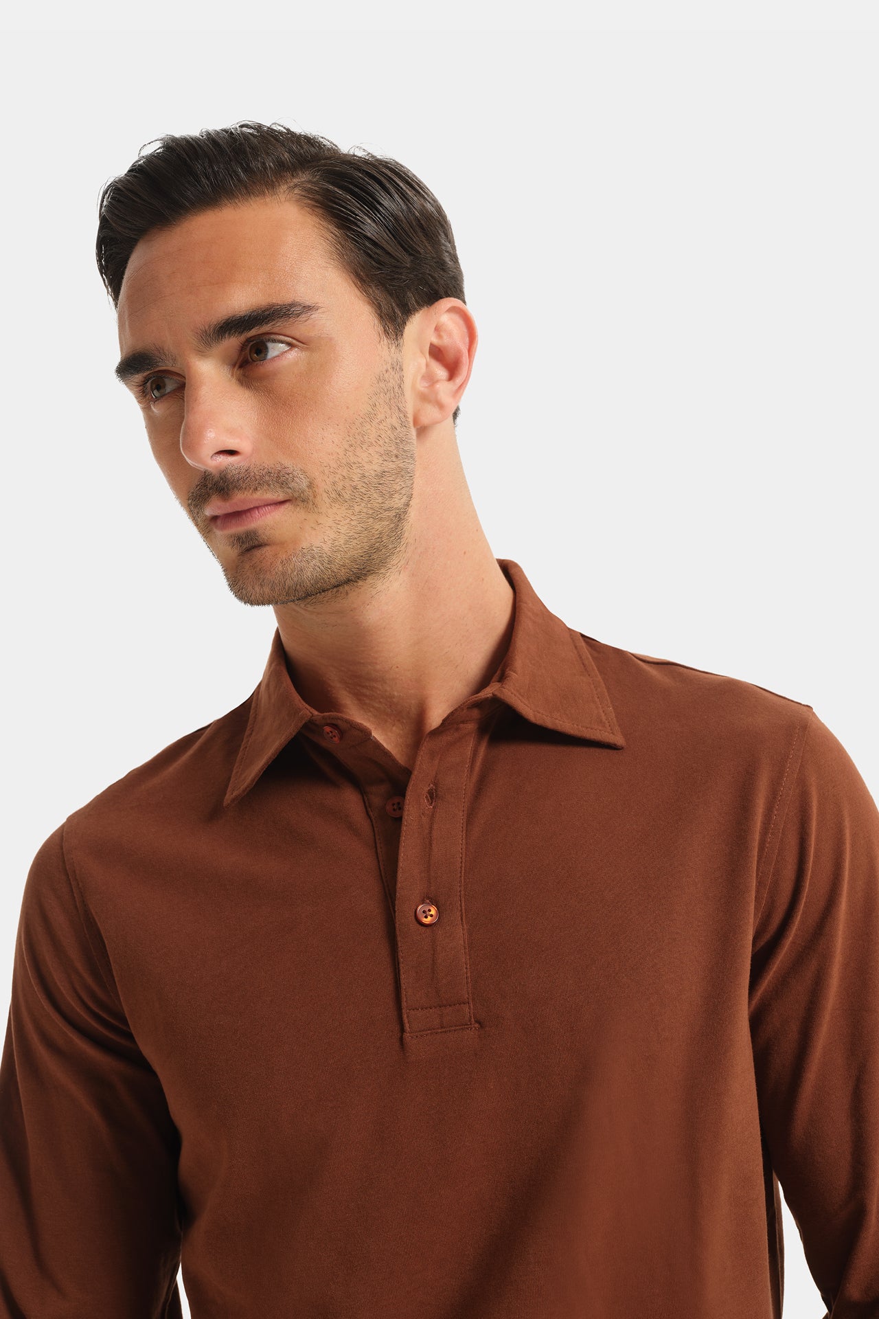 Polo Jersey Long Sleeve Walnut