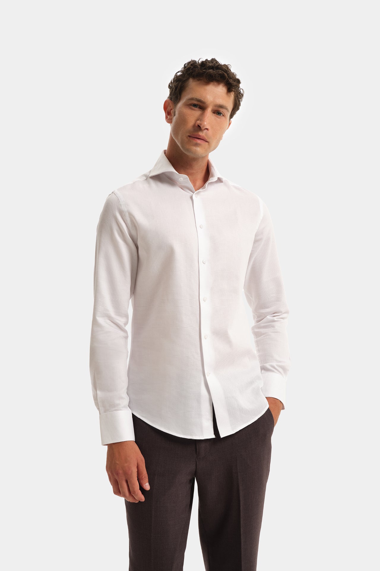 Camicia Formale Collo Italiano White