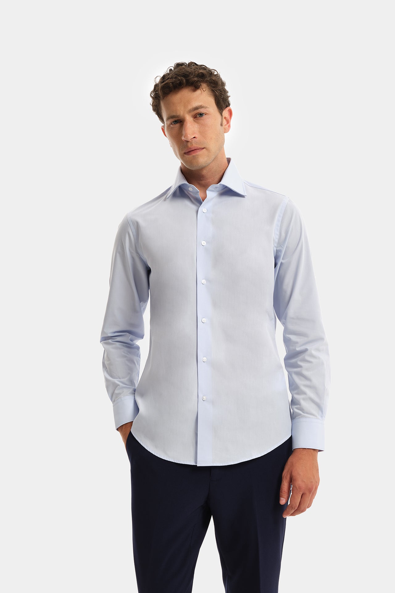 Camicia Collo Italiano fit  Regular Sky