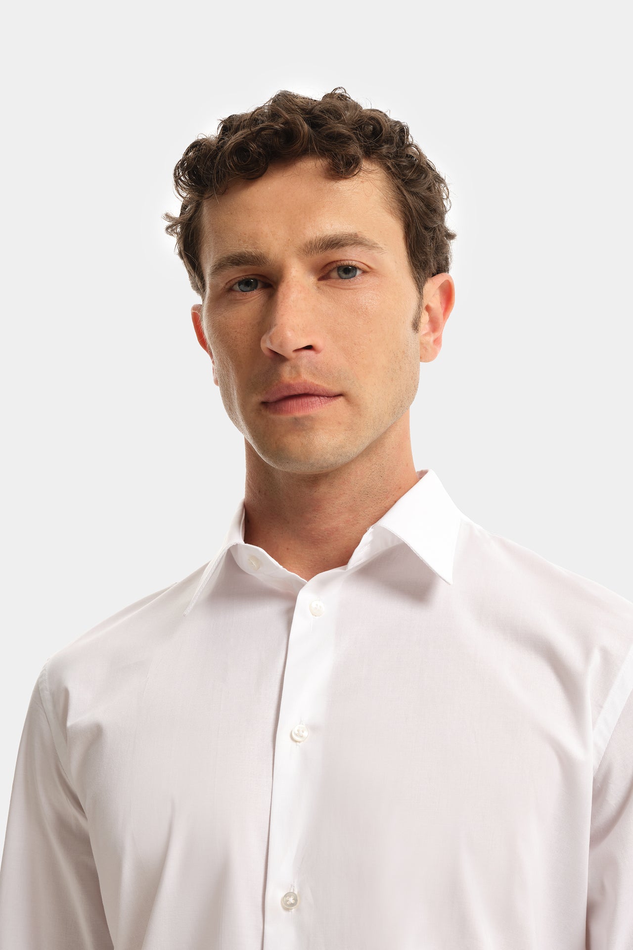 Stretch Italian Collar Shirt White