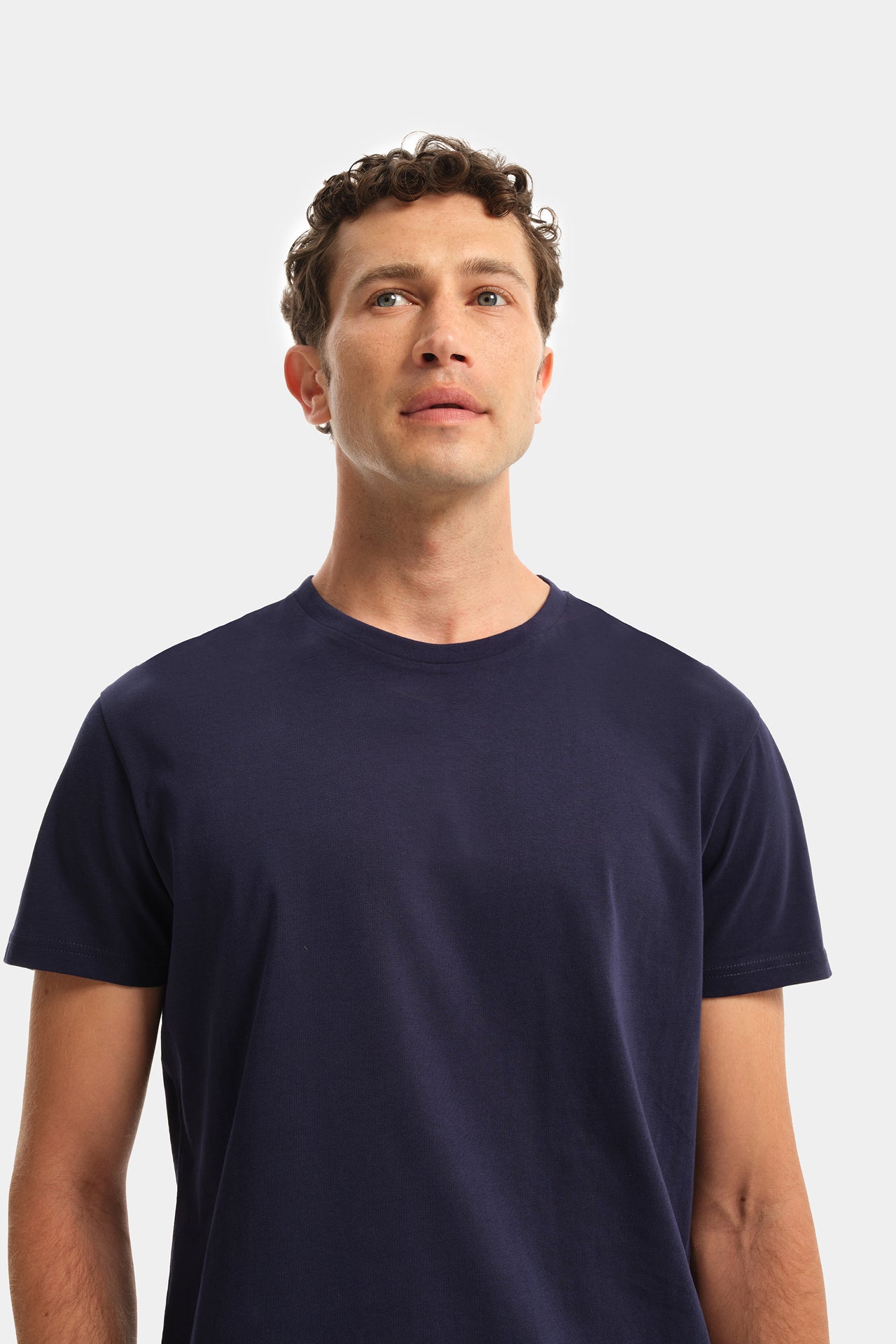 Navy Cotton Shaved T-Shirt