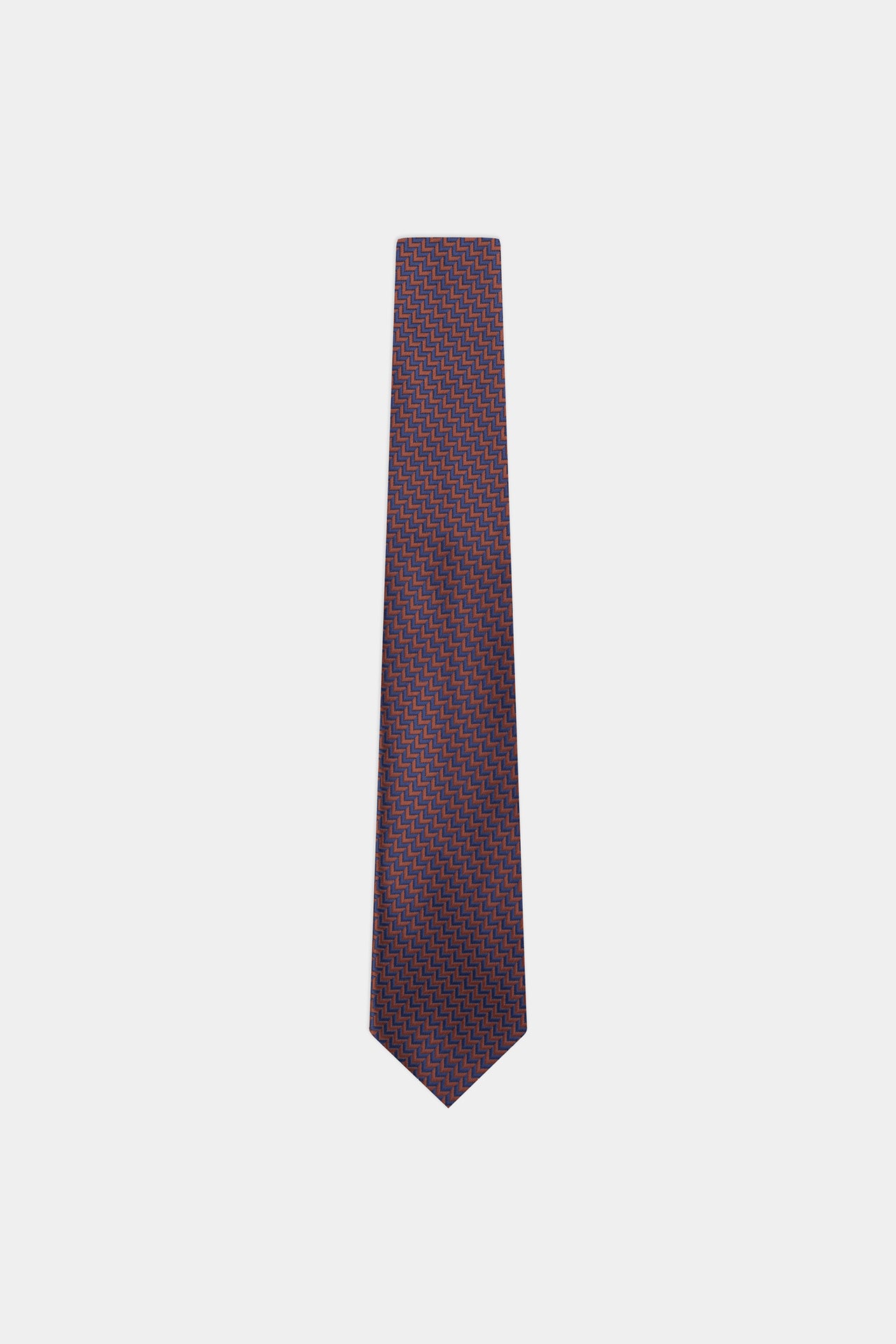 Blue Diagonal Zig Zag Pattern Tie