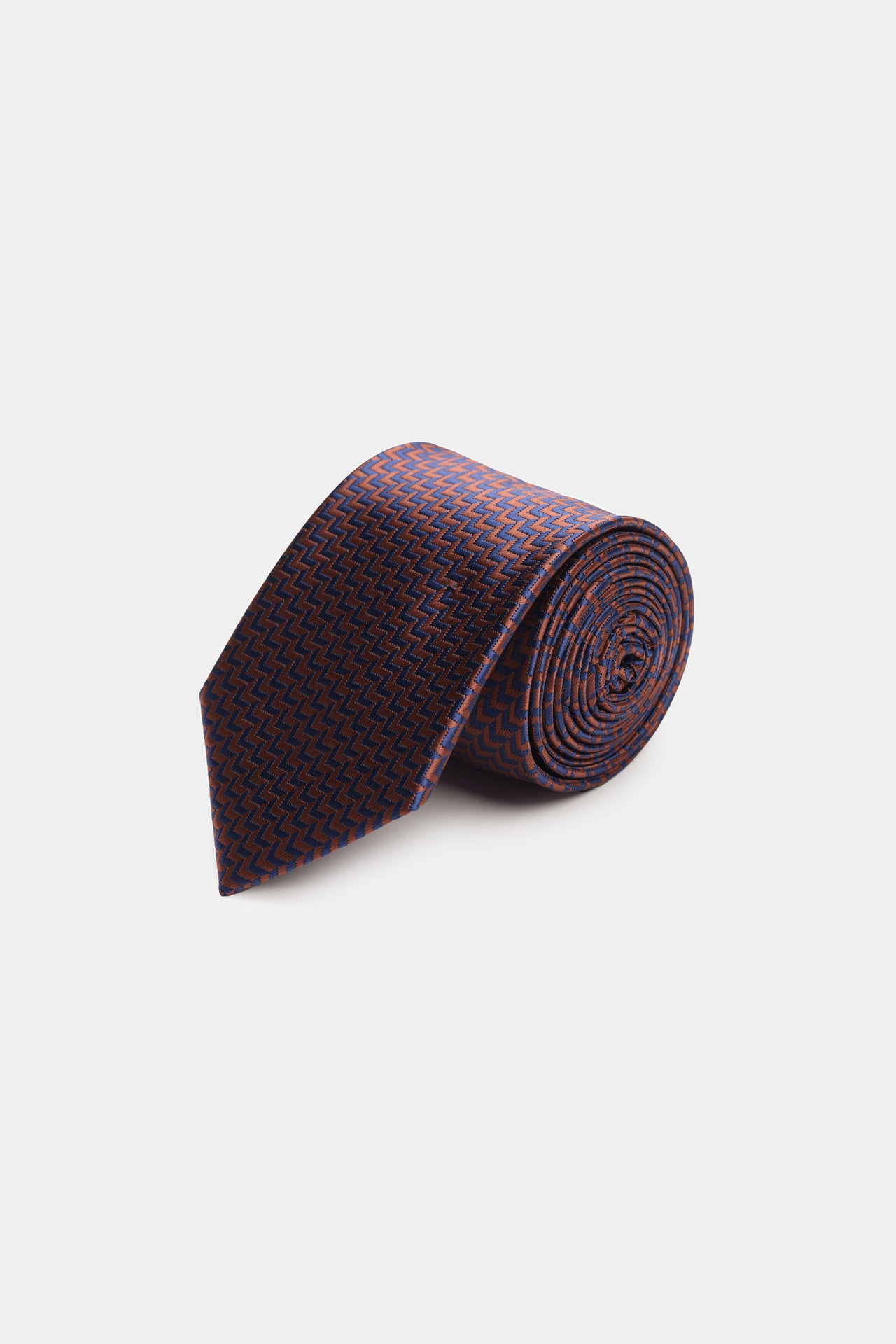 Blue Diagonal Zig Zag Pattern Tie