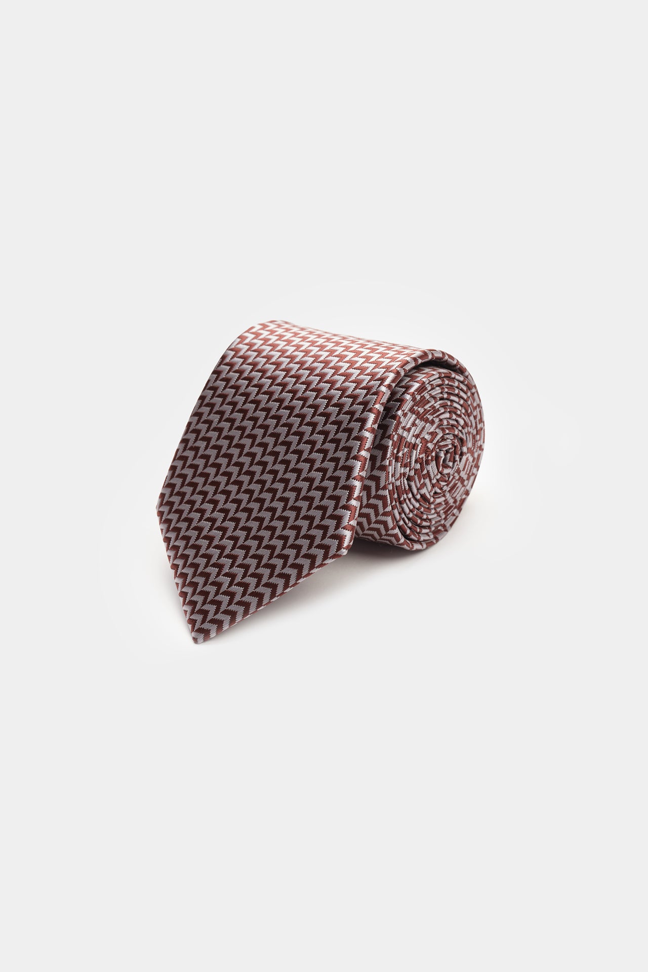 Walnut Diagonal Zig Zag Pattern Tie